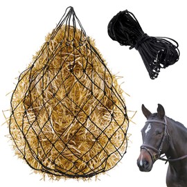 Glarks 1 Piece 40 Inch Ultra Slow Feed Hay Net Black Large Heavy Duty Poly Horse Hay Net for Trailer and Hutch Simulate Willow Reduce Waste