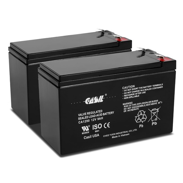 Casil 12V 9Ah F2 Terminal Replacement Battery Compatible with APC UPS Computer 2 Pack