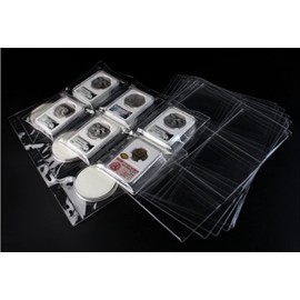 6-Pocket Coin Sleevs, AITIME Stander 9-Holes Medallions Sleeves for Folder Binder, 10 Sheets Large Round Rating Authentication Box Storage Book Refills to Insert Coin Collection Holders for Collectors