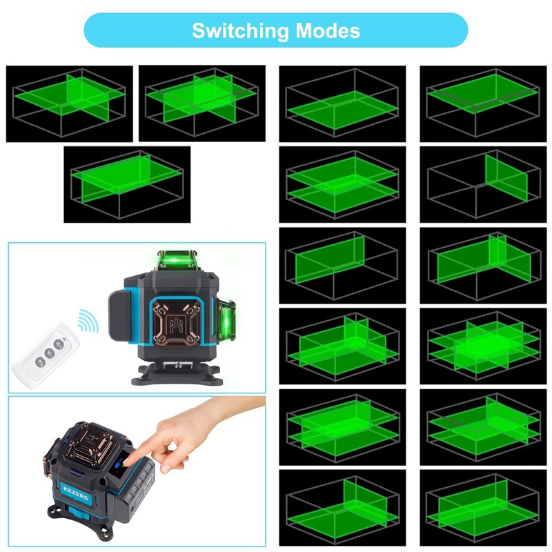 KEZERS Laser Level 360 Self Leveling,4 x 360 Laser Level
