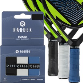 Raquex Evade Padel Racket Overgrip Tape – 10 Colours - 3 Pack Padel Ball Overgrip Tape, 0.65mm Thickness – Absorbent, Slightly Tacky Anti Slip Over Grip for Padel or Pickleball Racquets