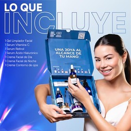 MIST JEWEL Kit Facial Luxe skincare completo Cremas día y noche, 3 Serum, limpiador facial y crema contorno de ojos | Paquete completo dia y noche de 