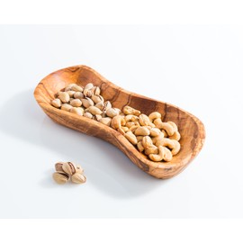 Darido Olive Wood Snack Plate 24 x 10 cm - Wooden Serving Plate - Nut Bowl - Handmade - Christmas Snack Bowl - Decorative Plate - Bowl for Dips - Serving Plates Snack Bowl