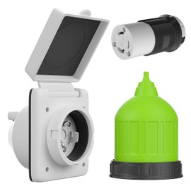 Leisure Cords 30 AMP RV Trailer Marine Power Cord Power Inlet - Female Twist Locking Connector - Weatherproof Boot Kit, White (LC-30A-3KW)