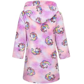 FILOWA Bathrobe for Children Girls Boys Fleece Children's Bathrobe with Hood Flannel Fluffy Dressing Gown Super Soft Cuddly Cartoon Long Robes Soft Dressing Gown Warm Pyjamas Size 92-128, Purple