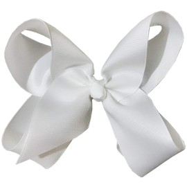 Hair Clips Boutique Hair Bows Alligator Clip for Women Girl Hairpin 6 Inch TSFJ02 (2pcs White)