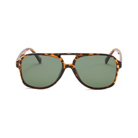 AmazingRose Retro Rectangular Polarised Sunglasses for Men and Women, UV400 Protection, Leopard Print / Dark Green
