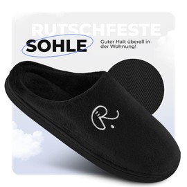 Roffie´s Slippers for Men and Women, Comfortable, High Quality, Non-Slip for Everyday Use and Special Guests, Choose Your Favourite Colour, Winter Summer Slippers for Indoor and Outdoor Use, black, 6