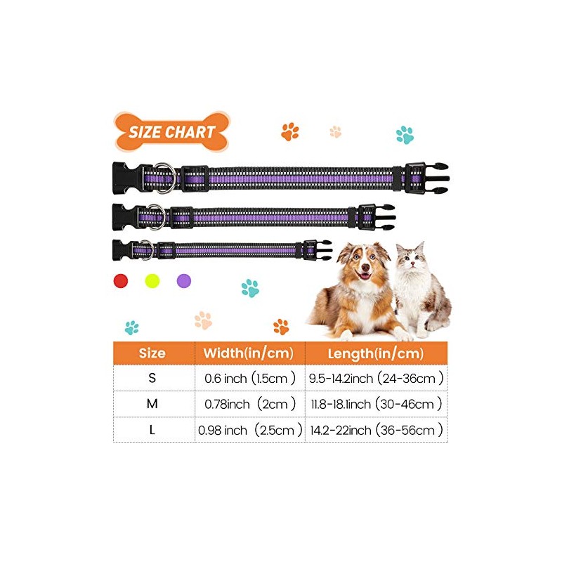 3 Pieces Dog Collar Reflective Dog Collar Nylon Dog Collar