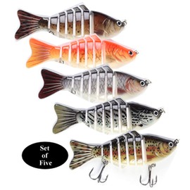 Codaicen 5 Fishing Lures for Bass Northern Pike Walleye - Multi Jointed Swimbaits - Realistic Slow Sinking Lifelike Bass Lures Freshwater Saltwater Bass Fishing Bait Kit Tackle Box