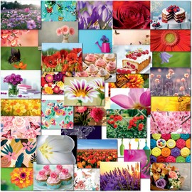 doodlecards Pack 40x Mixed Postcards Floral, Flowers, Butterflies & Cakes. Made in the UK.