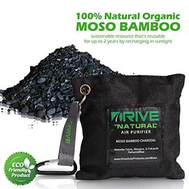 DRIVE Moso Bamboo Charcoal Air Purifying Bags (220g/bag), Absorbs Odors, Allergens, & Pollutants, Dehumidifies to Prevent Mold & Mildew