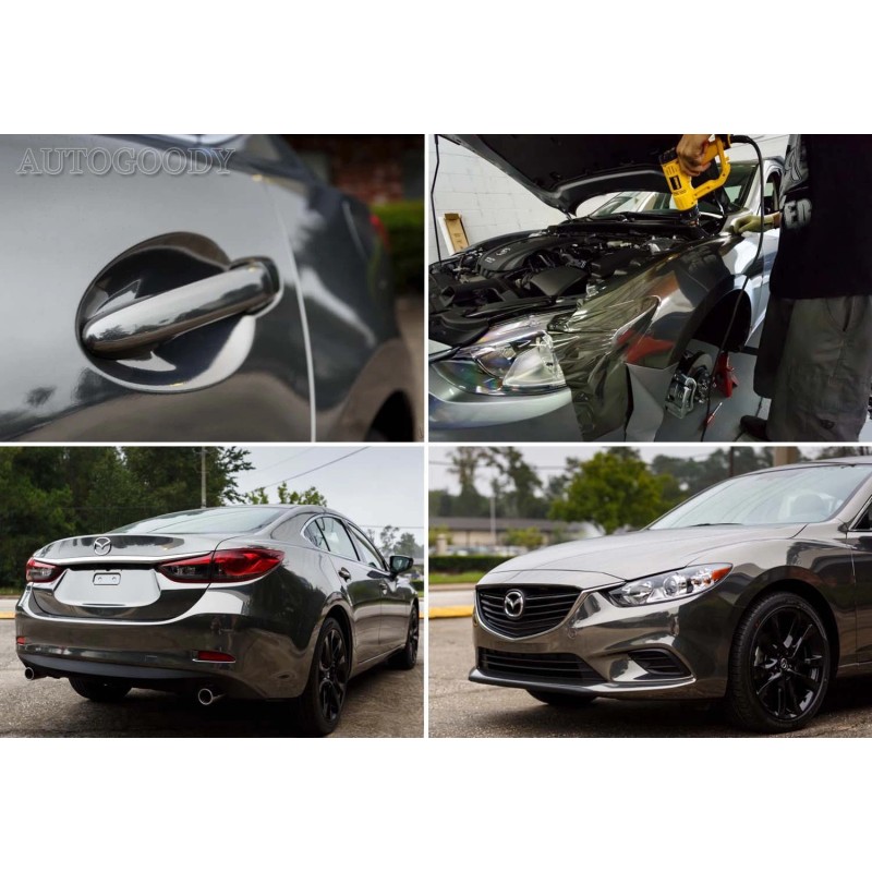 AUTOGOODY 84" x 60" Dark Chrome Mirror Black Vinyl Film