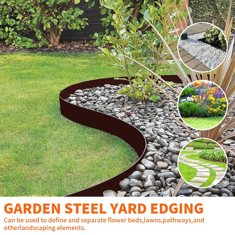 ITEVE.GD 40"x6" Steel Lawn Edging, 5-Pack Metal Landscape Edging Strips,Hammer-in