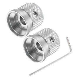sourcing map 2PCS Guitar Knobs Metal, Volume Tone Control Dome Knobs 6 x 17 x 16 mm Potentiometer Knobs with Wrench for Electric Guitar Bass, Silver