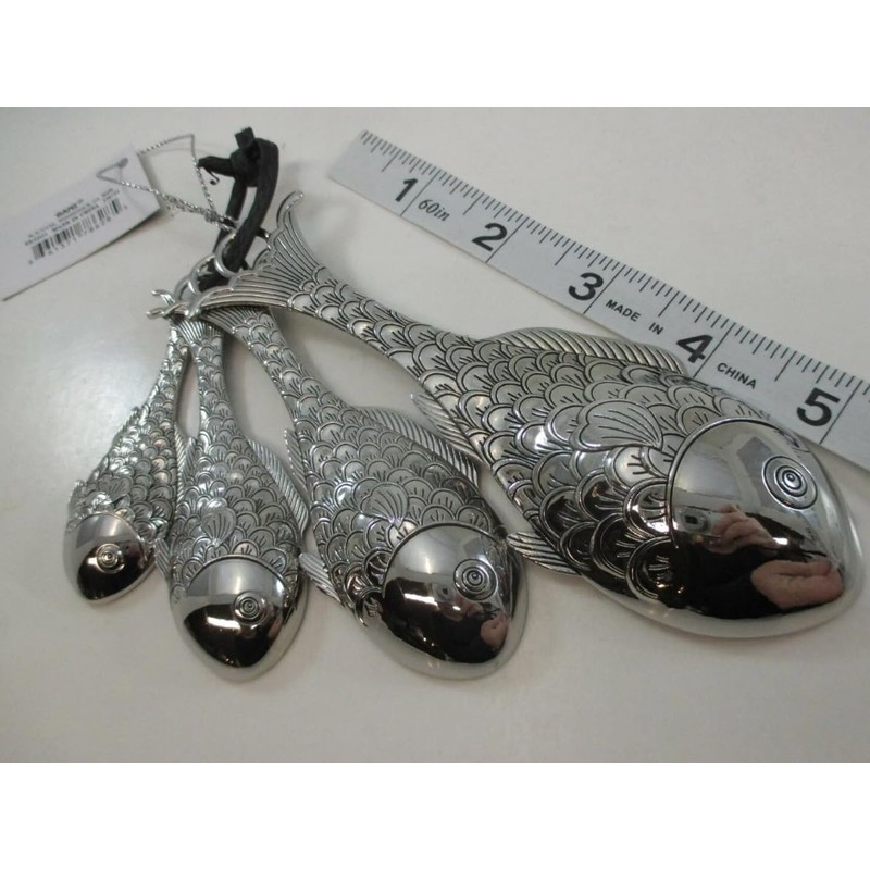 Ganz 4-Piece Set, Fish Measuring Spoon, One Size, silver