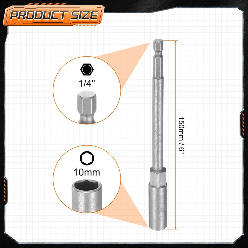 sourcing map 3pcs Nut Driver Drill Bit 10mm Metric Impact