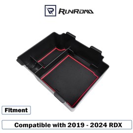 RUNROAD Center Console Upgraded Organizer Compatible with Acura RDX 2019 2020 2021 2022 2023 2024 Accessories, Armrest Storage Box Insert Card Container ABS Coin Holder Console Tray, Red