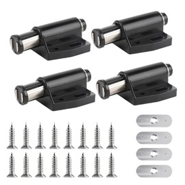 Goerpn 4 Pack Magnetic Push to Open Door Catches for Cabinet Magnetic Touch Release Catch Latch Including Fixing Screw Door Heavy Duty Latches for Cupboard Room Kitchen Bathroom Doors(Black)