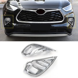 KELEIMAI Car Accessories Fit For Toyota Highlander 2020-2023 2024 2025 Exterior Front Fog Lamp Cover Trim Light Panel (Glossy Chrome Style) ABS 2 PCS