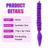 Purple Braiding Hair Ponytail Extensions with Elastic Tie 30Inch Braids
