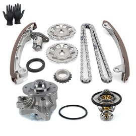 MPLUS Engine Timing Chain Kit & Water Pump & Thermostat fits For Pontiac 2003-2006 Vibe 1.8L, For Toyota 2000-2002 Celica 1.8L, 2004-2005 Celica 1.8L, 2005 Corolla 1.8L, 2003-2005 Matrix 1.8L