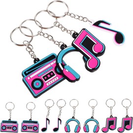 24 Llaveros de Nota Musical en Pvc para Fiestas Infantiles Diseño Retro y Creativo, Ideales para Decoración de Mochilas y Premios Aula