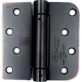 Hinge Outlet Spring Self-Closing Hinges, 4 Inch Square with 5/8 Inch Oil Rubbed Bronze Finish - Adjustable Door Closing - 6 Pack for 2 or 3 Doors