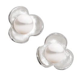 Secret & You Its Girl Earrings Silver in the Shape of a Flower with Pearl Freshwater 4.5 to 5 mm Sterling Silver 925 1