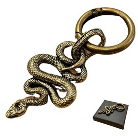 DAZUMA Key Chain Snake Brass Antique Chinese Zodiac Feng Shui Good Luck Pendant Top Money Lucky Charm Charm Pendant Strap KH Snake, Brass