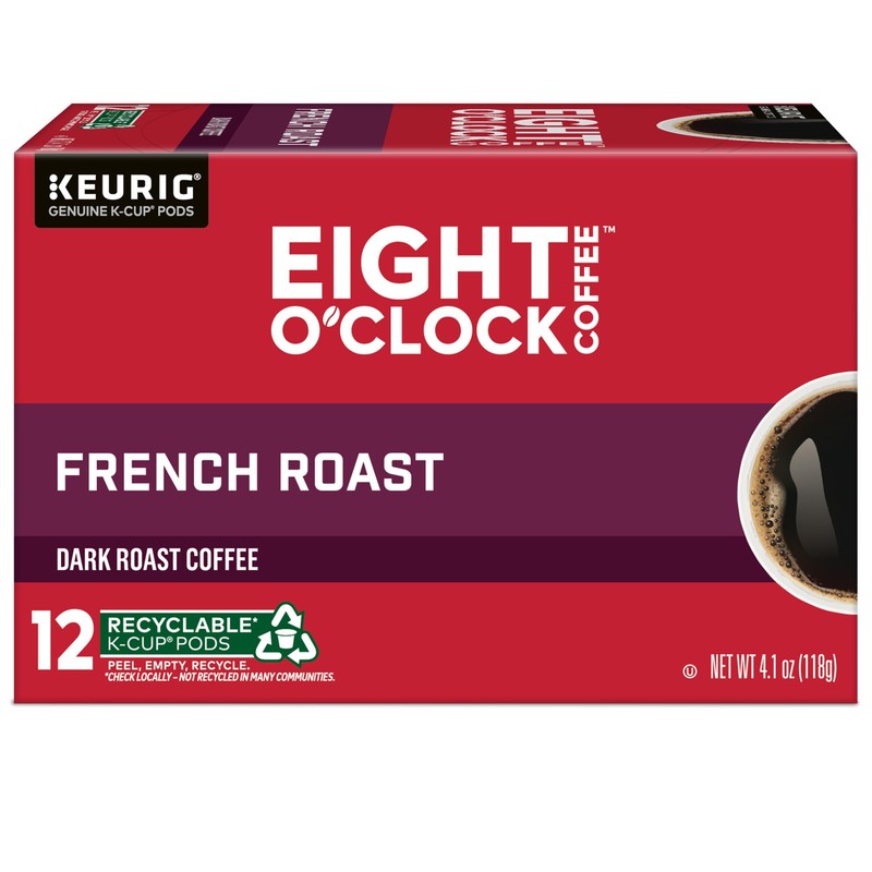Eight O'Clock Coffee French Roast, Single-Serve Coffee K-Cup Pods, Dark