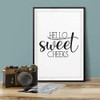 Hello Sweet Cheeks 5" x 7" UNFRAMED Bathroom Home Décor,