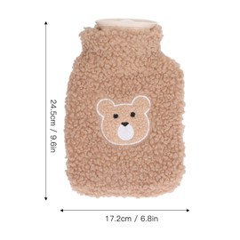 Rubber Hot Water Bottle with Cute Fleece Cover, 1 Liter Hot Water Bag Warm Water Bottle for Bed Hot Bottle Water Bag for Hand Feet Warmer for Kids Men Women Hot Cold Compress (Coffee Color Bear Head)
