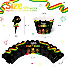 Mumufy 96 Pieces Juneteenth Cupcake Toppers Wrappers Happy Juneteenth Cupcake Decorations Freedom Independence Day Cake Topper Wrappers for Black History Month Freedom Day Party Decorations Supplies
