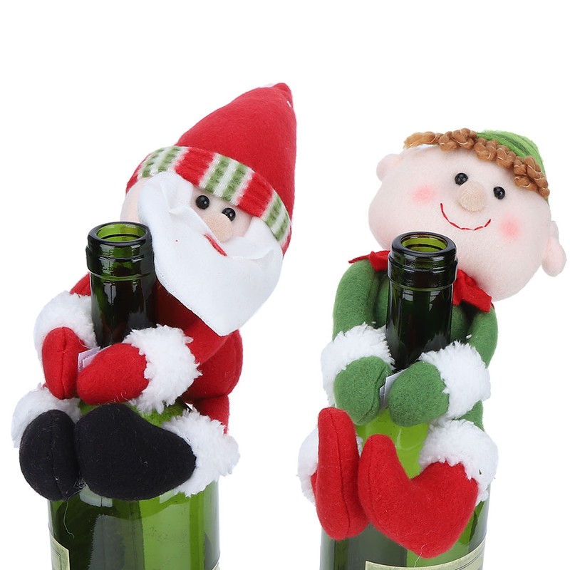 3pcs/Set Cute Santa Claus Snowman Doll Wine Bottle Cover Holder
