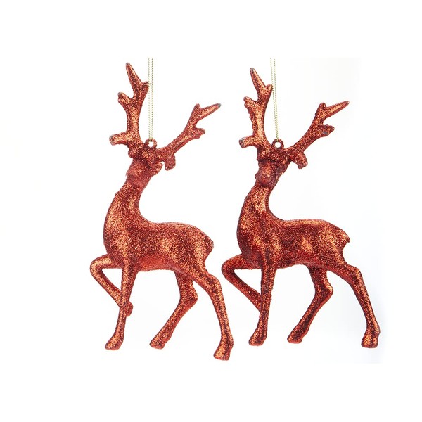 Immerse Creations (6-Pack) Reindeer Christmas Tree Decorations | Easy Hang, Glittery, Festive