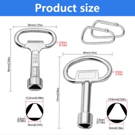 FORMVERSITY Triangular Key 3 Sided Key, Pack of 2 Triangular Key, Wheelie Bin Key for Waste Container, Triangular, Bleed Key for Radiators, Universal Key, Bollard Key