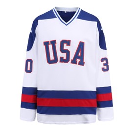 Youth Hockey Jersey of USA 1980 Olympic Team Jerseys #30 Jim Craig Stitched Letters and Numbers White S-L