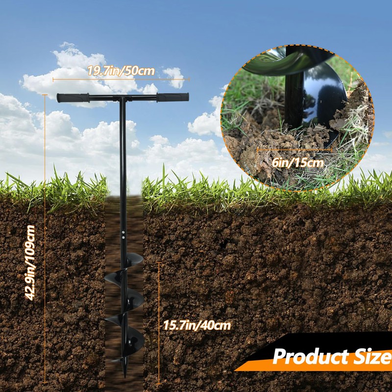 2 in 1 Hand Auger Spiral Drill for Planting, 6