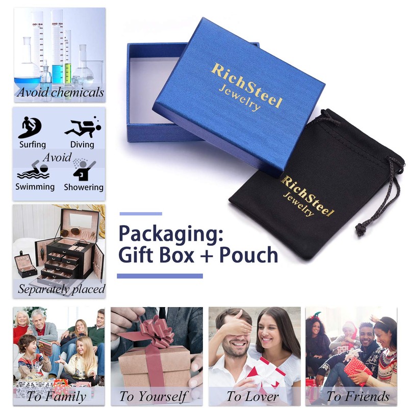 Richsteel Cuban Chain for Men Women Link Chain 3mm/6mm/9mm/12mm Size