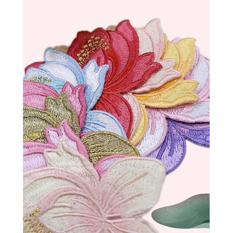 10 Pieces Blooming Lotus Embroidered Applique Orchid Flower Iron on