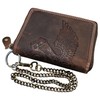 MDM Men's Biker Leather Wallet with Chain, Vintage, RFID Protection,