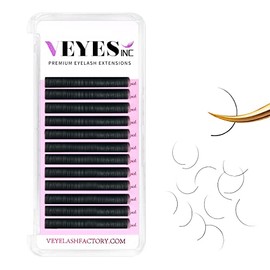 VEYES INC Eyelash Extension Supplies Classic Volume Lash Extensions Tray 0.05 D Curl 14mm , Premium Mink Silk Individual Lashes Soft Matte Black Salon Use.