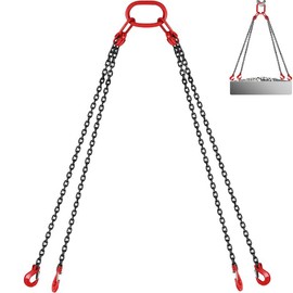 VEVOR Chain Sling, Max 11000 lbs Weight Capacity, G80 Lifting Chain with Grab Hooks, DOT Certified, Blackening Coating Manganese Steel & Adjustable Length, for Dock Factory Construction Site:_5/16" x 10' with 4 Legs - 6600 lbs/3T