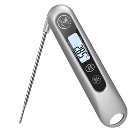 DOQAUS Barbecue Thermometer, Digital Roasting Thermometer, Meat Thermometer, Cooking Kitchen Thermometer with 3s Instant Reading and Long Probe, for Roasting, Cooking, Grilling, BBQ, Baking, Silver