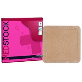 MEDSTOCK Silicone Foam Dressing with Border, 8"x8" (Pack of 5), Wound Care, Super Absorbent, Atraumatic Removal, Five Layers, Waterproof, Seals Wound Edges, No Adhesion Loss