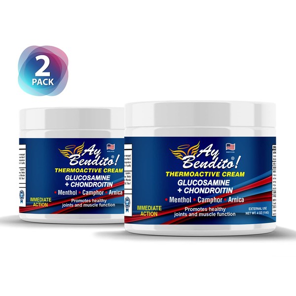 Ay Bendito Thermoactive Cream with Glucosamine + Chondroitin for Faster Pain Relief on Joints and Muscle Function - 4oz Jar (2)