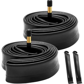 Tubo de bicicleta de 700 x 32 c/700 x 35 c, paquete de 2 con 2 palancas de neumático, válvula Schrader AV48 mm, tubo interior de goma butílica de alta calidad, paquete de 2 tubos de bicicleta de