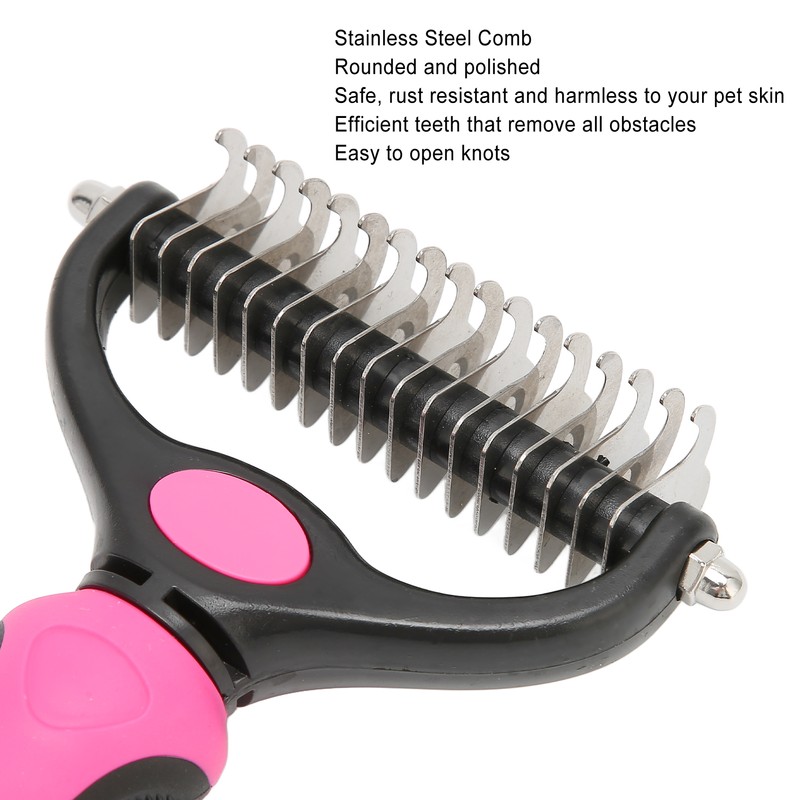 Pet Undercoat Rake Double Sided Knots Removal Grooming Massage Dog