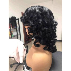 Short Curly Wigs for Black Women Loose Cute Kinky Curly Wig with Bangs